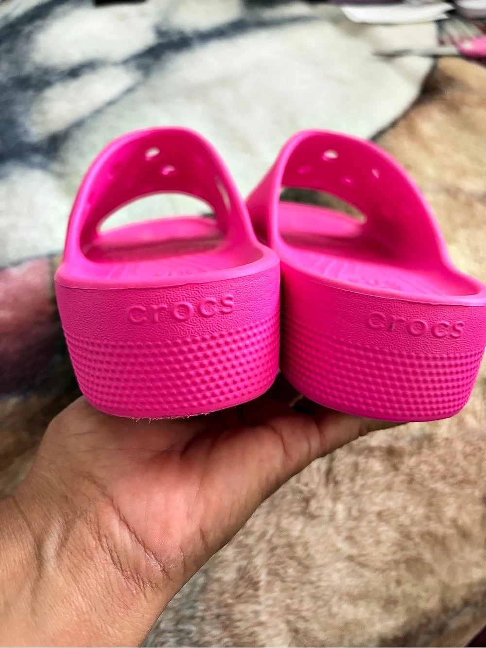Crocs Classic Crush Slide Pink Sandals US 7 - Picture 3 of 7